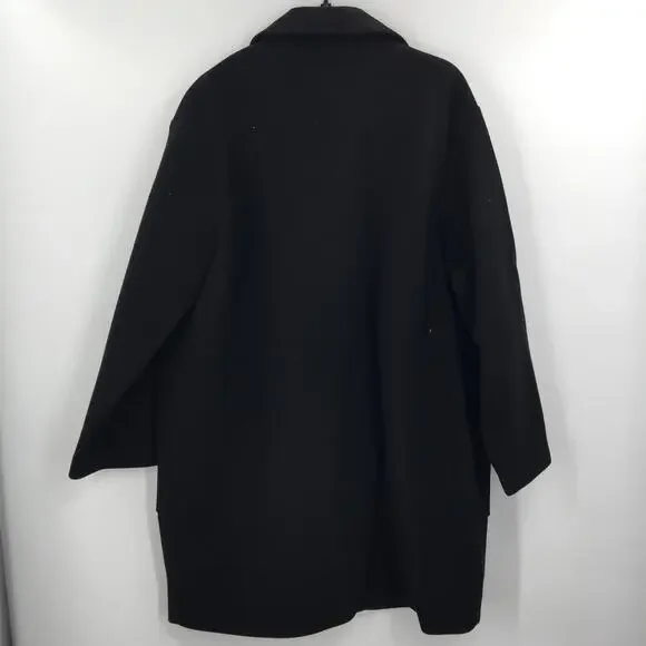 Topshop Longline Oversized Black Coat Pockets Snap Closure Womens Size 12 NEW - Picture 3 of 8
